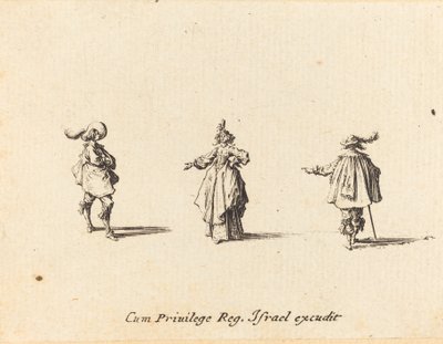 Signora con braccio teso e due gentiluomini da Jacques Callot