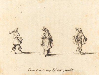 Signora con piume e due gentiluomini da Jacques Callot