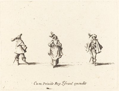 Signora con piume e due gentiluomini da Jacques Callot