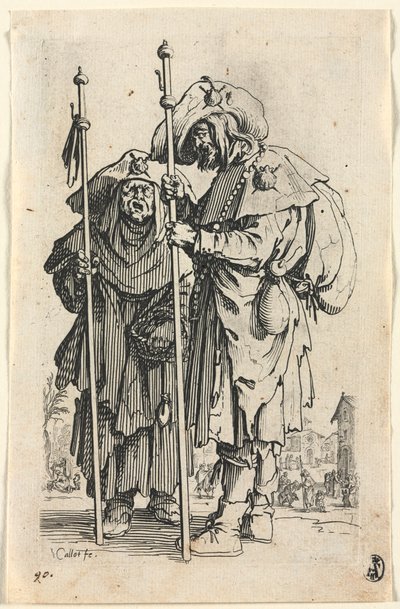 I Mendicanti: I Due Pellegrini, c. 1623 da Jacques Callot