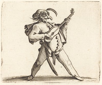 Il comico mascherato che suona una chitarra da Jacques Callot