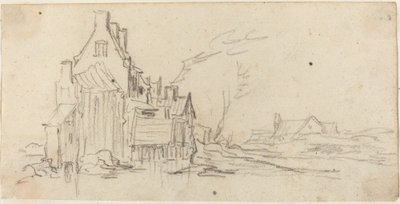 Case lungo una strada da Jan van Goyen