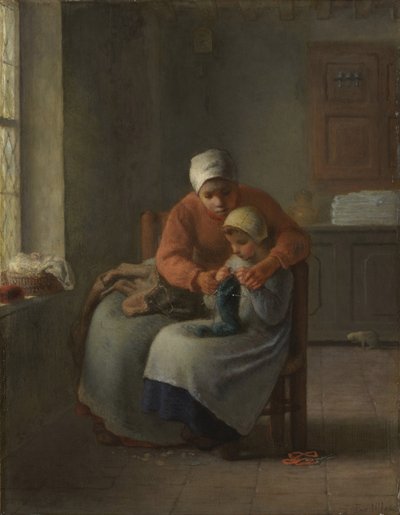 La lezione di maglia, c.1860 da Jean Francois Millet