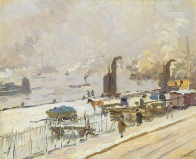 Porto di Amburgo in inverno, 1909 da Jean Paul Kayser