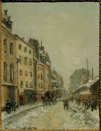 Rue du Faubourg Saint-Jacques, spalatori di neve da Johan Barthold Jongkind