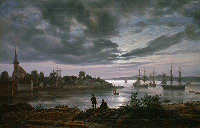 Larvik al chiaro di luna da Johan Christian Dahl