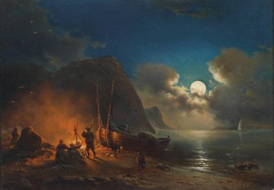 Falò romantico al chiaro di luna da Johann Anton Castell