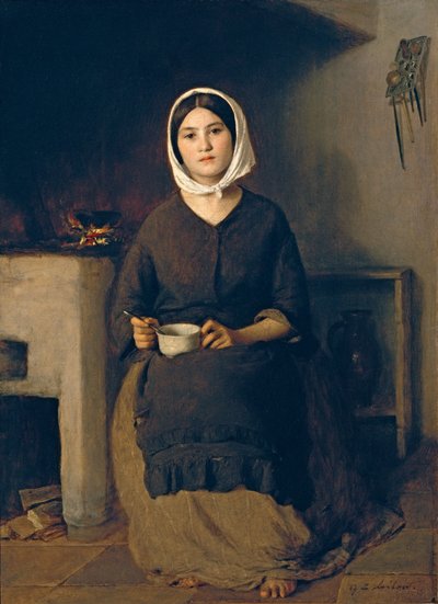 Donna seduta in una cucina contadina da Johann Baptist Reiter