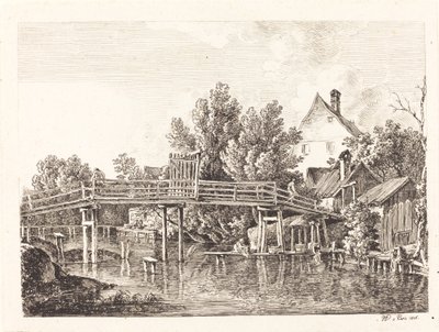 Der kleine Isarsteg, 1806 da Johann Georg von Dillis