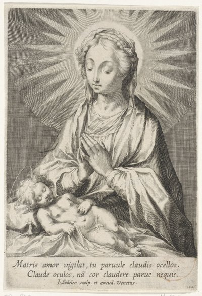 Maria adora il Bambino Gesù dormiente da Johann Sadeler (I)