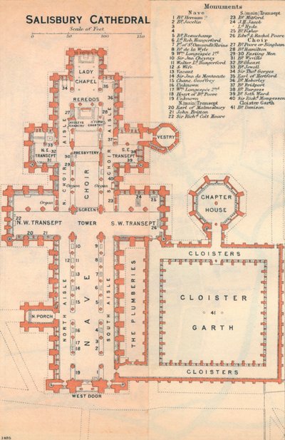 Cattedrale di Salisbury da John Bartholomew