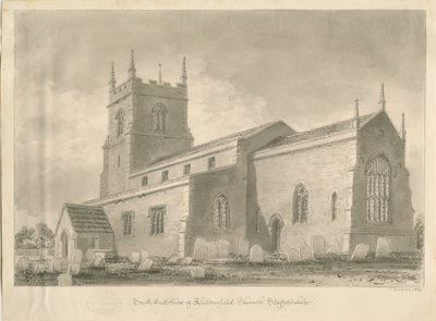 Chiesa di Alstonfield: disegno a seppia, 1839 da John Buckler