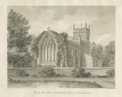 Chiesa di Blithfield: disegno a seppia da John Buckler