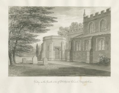 Chiesa di Blithfield: disegno a seppia, 1847 da John Buckler