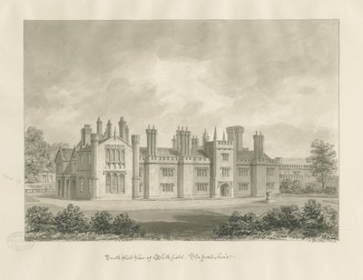 Blithfield Hall: disegno a seppia, 1823 da John Buckler