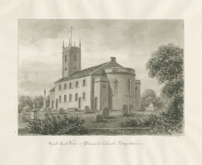 Chiesa di Bloxwich: disegno a seppia da John Buckler