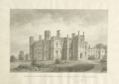 Butterton Hall: disegno a seppia da John Buckler