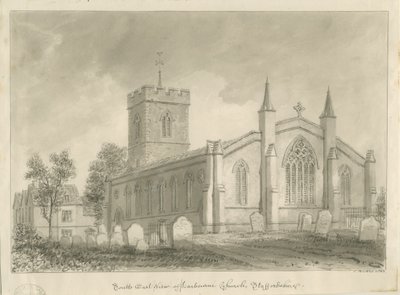 Chiesa di Harborne: disegno a seppia da John Buckler