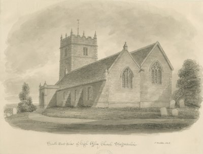 Chiesa di High Offley: disegno a seppia da John Buckler