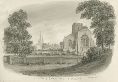 Lichfield - Chiesa di San Chad: disegno a seppia da John Buckler