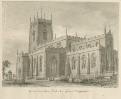 Chiesa di Penkridge: disegno a seppia da John Buckler