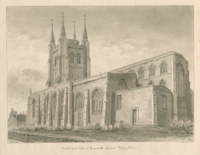 Chiesa di Tamworth: disegno a seppia da John Buckler