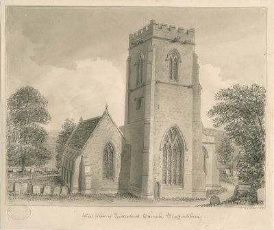 Chiesa di Tettenhall: disegno a lavaggio seppia, 1837 da John Buckler