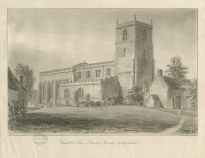 Chiesa di Checkley: disegno a seppia da John Chessell Buckler