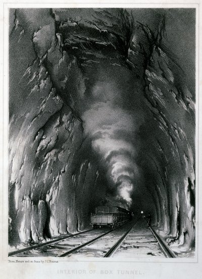 Interno del Tunnel di Box, 1846 da John Cooke Bourne