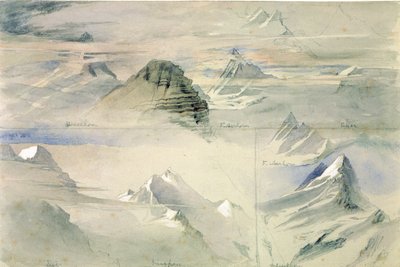 Cime alpine: Jungfrau e altre, 1846 da John Ruskin