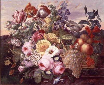 Natura morta con fiori e uva, 1880 da Joseph Goblet