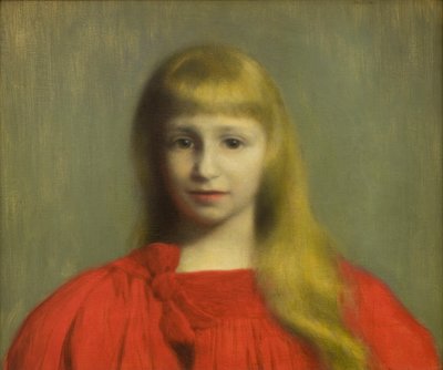 Bambina in abito rosso da Jozef Pankiewicz