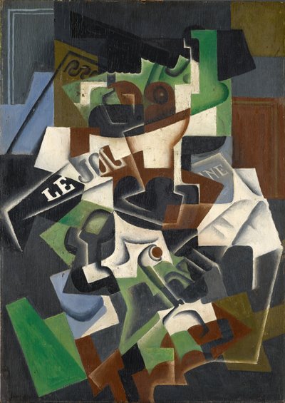 Ciotola di frutta, pipa e giornale da Juan Gris