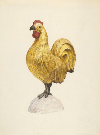 Gallo di legno dorato da Karl J. Hentz