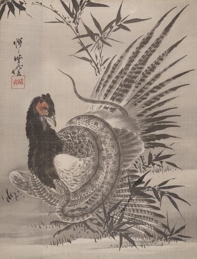 Fagiano catturato da un serpente da Kawanabe Kyosai