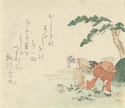 Due ragazze raccolgono erbe di Capodanno, 1797 da Kubo Shunman