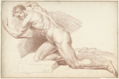 Nudo maschile, inginocchiato, verso sinistra da Louis Fabritius Dubourg