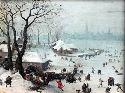 Paesaggio invernale ad Anversa con nevicata da Lucas van Valckenborch