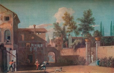 Cortile di una villa italiana, c1700 da Marco Ricci