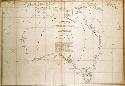 Carta di Terra Australis (Australia) da Matthew Flinders