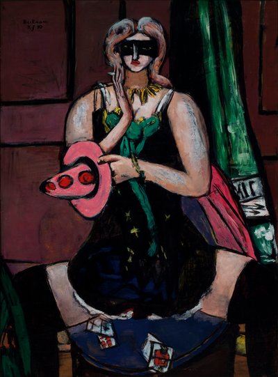 Maschera di carnevale, verde, viola e rosa (Colombina) da Max Beckmann