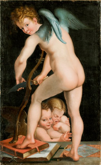 Cupido che intaglia un arco, tra il 1534 e il 1540 da Parmigianino