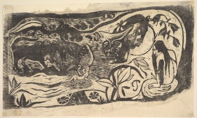 Xilografia con una testa cornuta da Paul Gauguin