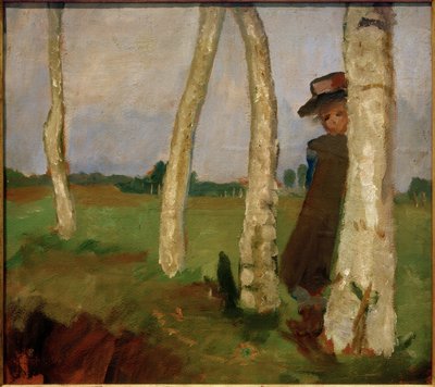 Ragazza con cappello tra tronchi di betulla da Paula Modersohn Becker