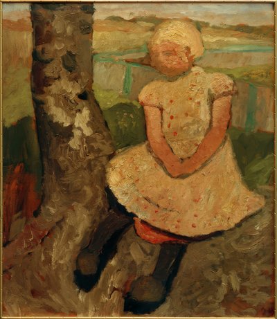 Bambino seduto sotto un albero da Paula Modersohn Becker