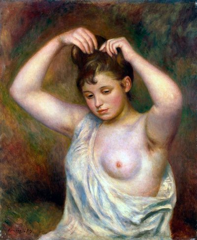 Donna che si sistema i capelli, 1887 da Pierre Auguste Renoir