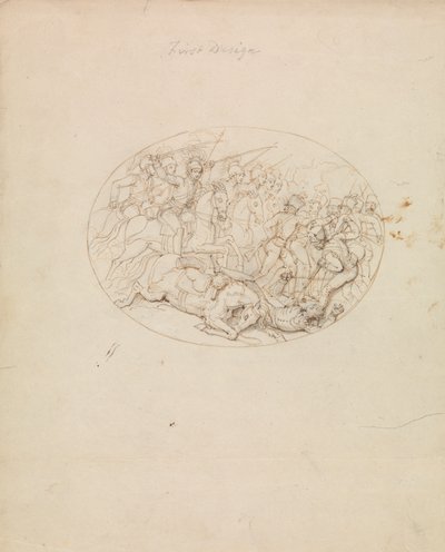 Primo disegno di una scena di battaglia da Robert Smirke