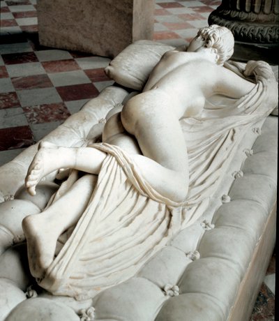 Ermafrodito dormiente (scultura in marmo, II secolo a.C.) da Roman