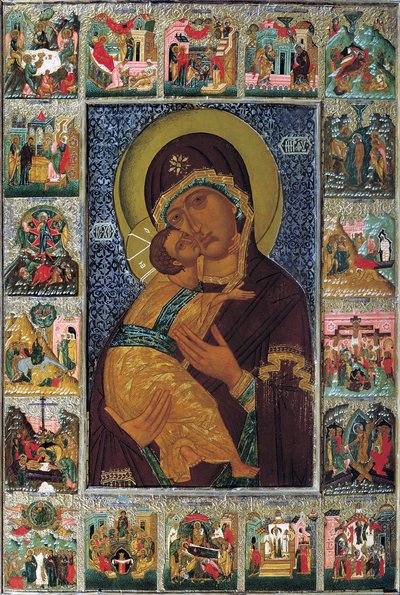 La Vergine di Vladimir da Russian icon.