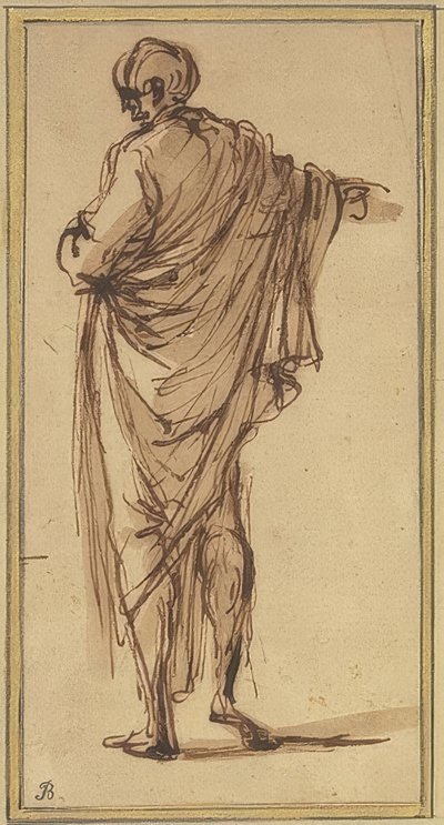 Figura in piedi di schiena da Salvator Rosa